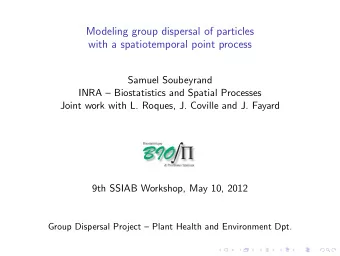 Modeling group dispersal of particles  with a spatiotemporal point process  Samuel Soubeyrand  INRA
