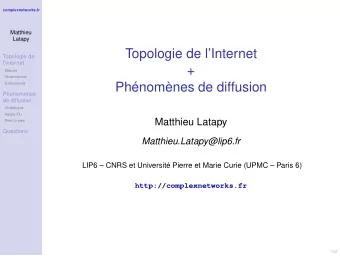 Topologie de lInternet  Topologie de  linternet  +  Mesure  Observations  Evnements