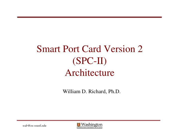 smart port card version 2 spc ii architecture