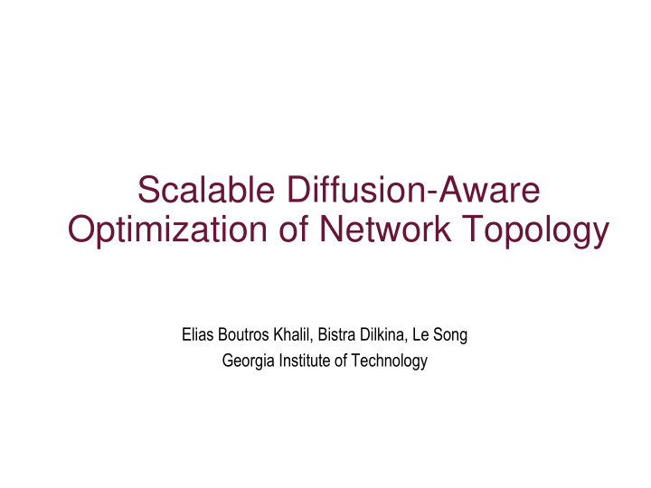 optimization of network topology