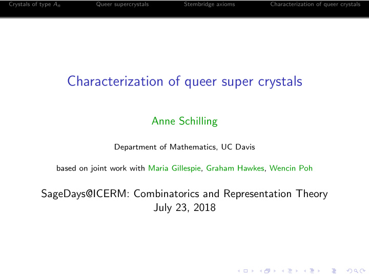 characterization of queer super crystals