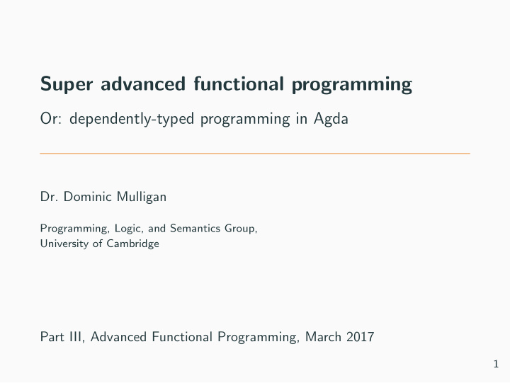 super advanced functional programming