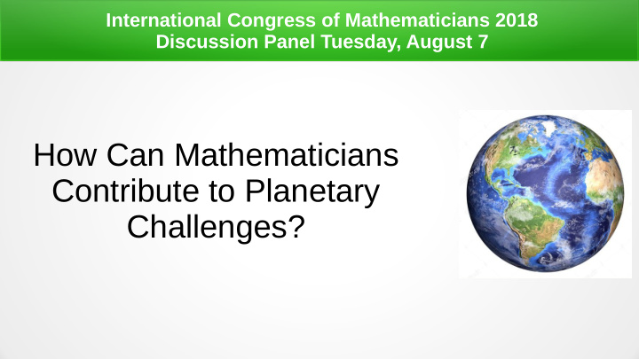 how can mathematicians contribute to planetary challenges