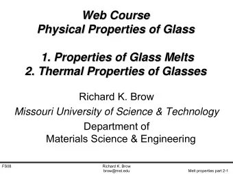 Web Course  Web Course  Physical Properties of Glass  Physical Properties of Glass  1. Properties