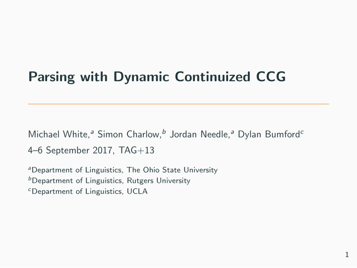 parsing with dynamic continuized ccg