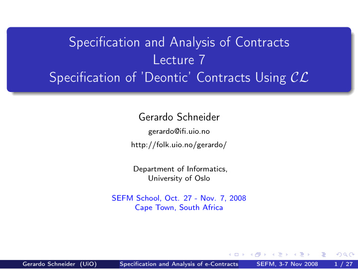 specification and analysis of contracts lecture 7