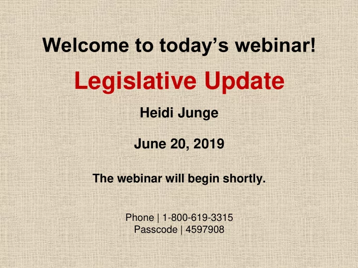legislative update