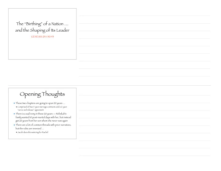 opening thoughts