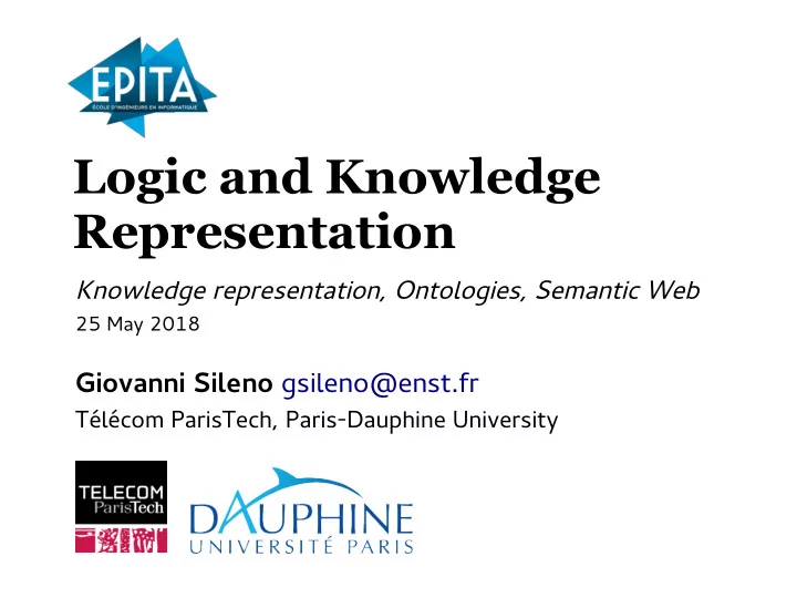 logic and knowledge representation