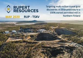MAY 2020  RUP - TSXV  CAUTIONARY  RY STATEMENT  Cautionary Note Regarding Forward-Looking