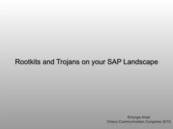 Rootkits and Trojans on your SAP Landscape  Ertunga Arsal  Chaos Communication Congress 2010  1