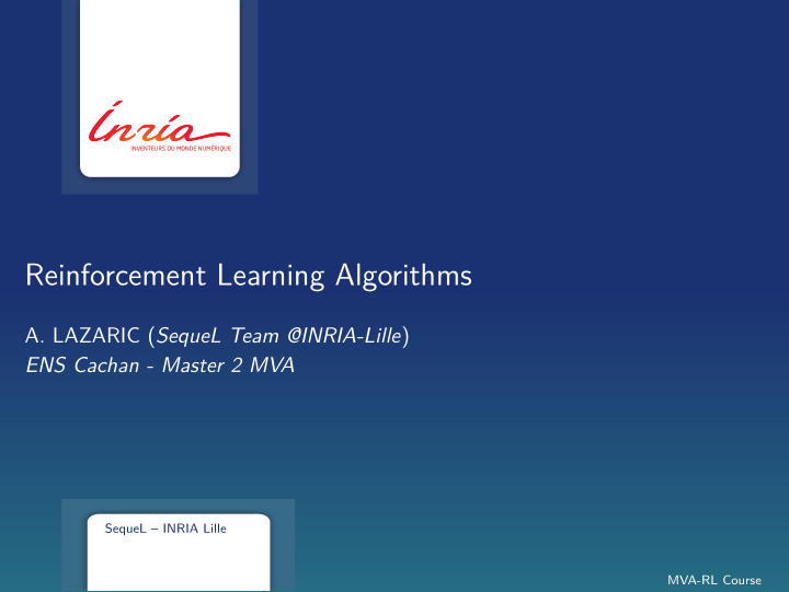 reinforcement learning algorithms