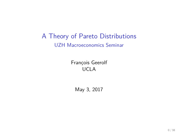 a theory of pareto distributions
