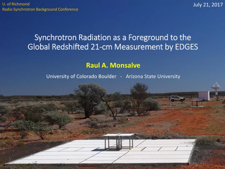 synchrotron radia iatio ion as s a foreground to th the