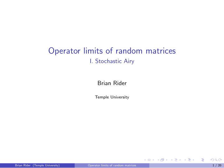 operator limits of random matrices