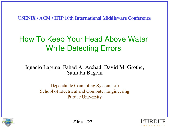 how to keep your head above water while detecting errors