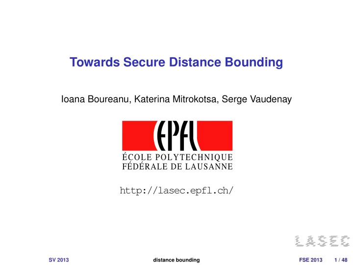 towards secure distance bounding