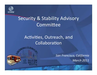 Security&amp;StabilityAdvisory  Commi5ee  Ac6vi6es,Outreach,and