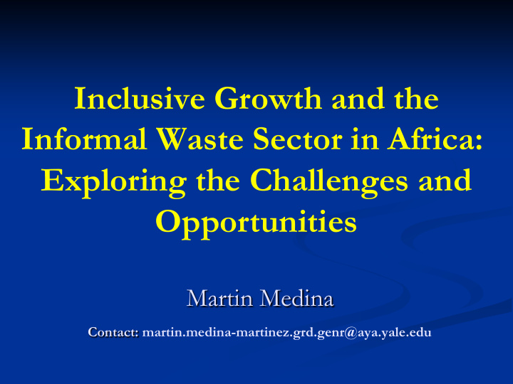 inclusive growth and the informal waste sector in africa