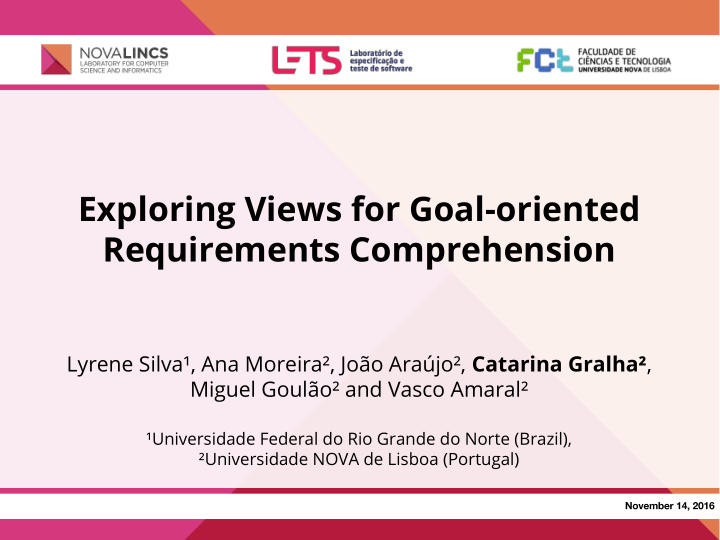 exploring views for goal oriented requirements