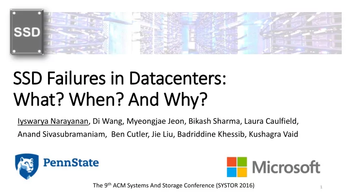 ssd fail ilures in in datacenters