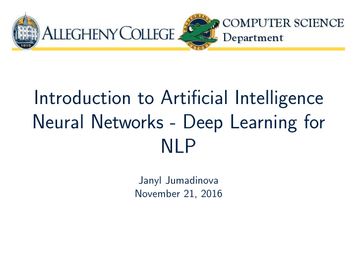 introduction to artificial intelligence neural networks