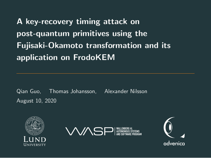 a key recovery timing attack on post quantum primitives