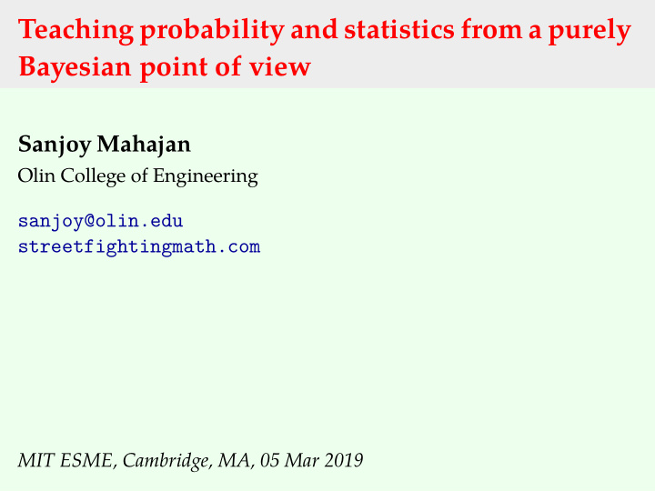 teaching probability and statistics from a purely