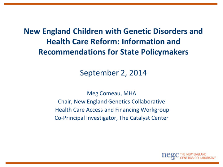 new england children with genetic disorders and