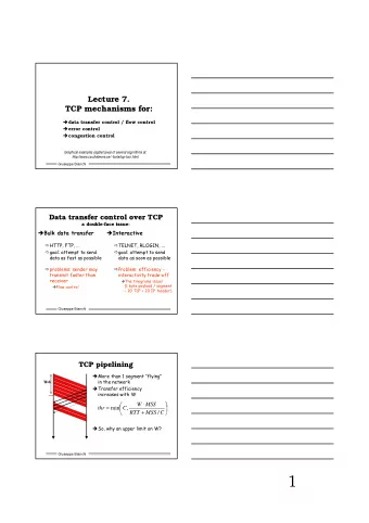 1  Why  Why flow  flow control?  control?  sender