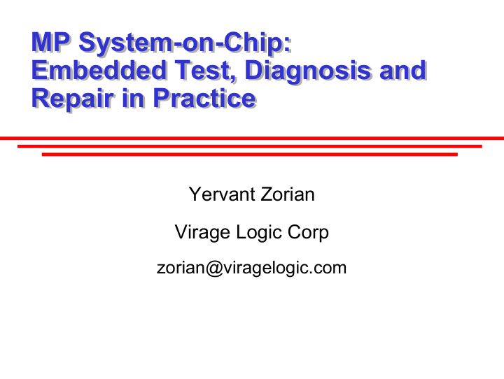 mp system on chip mp system on chip embedded test