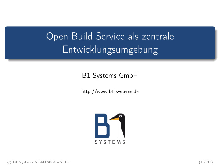open build service als zentrale entwicklungsumgebung