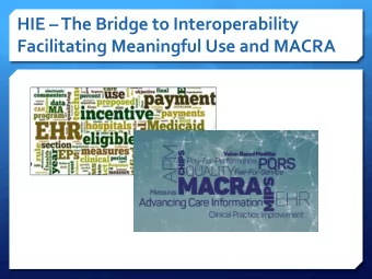 HIE  The Bridge to Interoperability  Facilitating Meaningful Use and MACRA  Meaningful Use Today