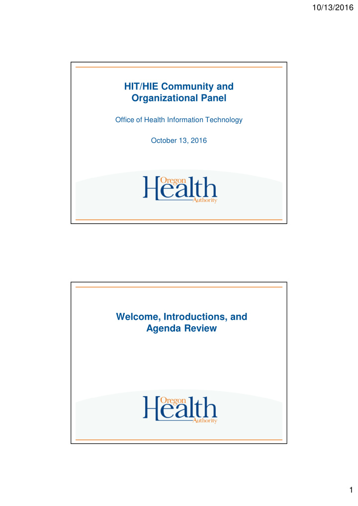 hit hie community and organizational panel