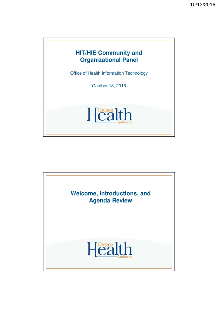 hit hie community and organizational panel