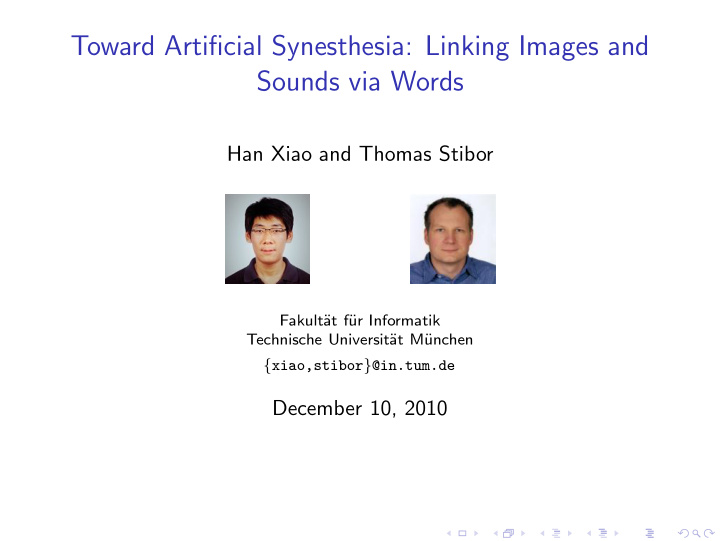 toward artificial synesthesia linking images and sounds