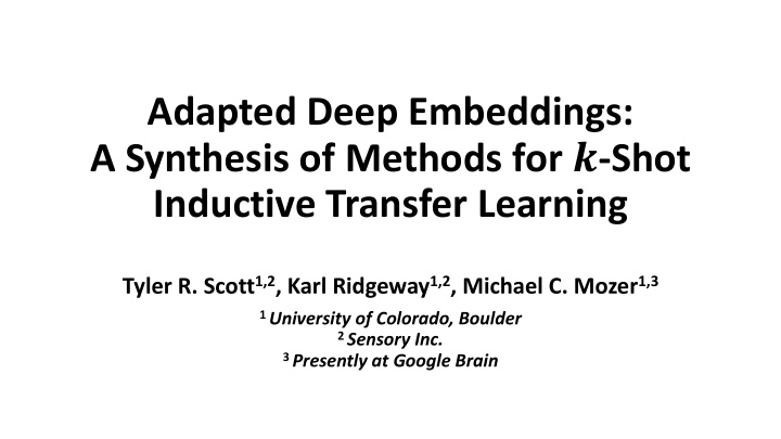 adapted deep embeddings a synthesis of methods for shot