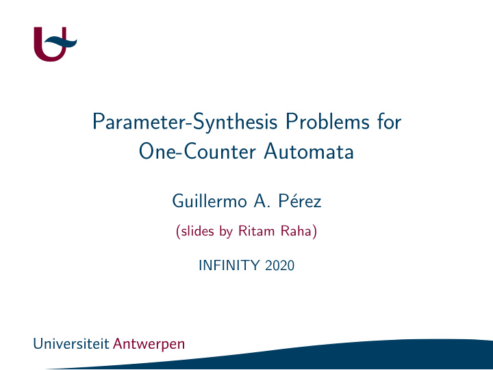 parameter synthesis problems for one counter automata