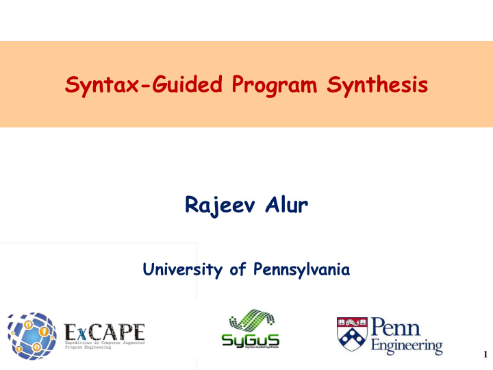 syntax guided program synthesis rajeev alur