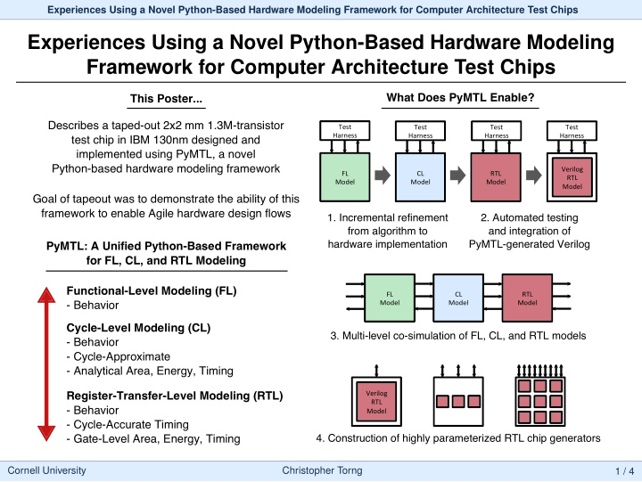 experiences using a novel python based hardware modeling