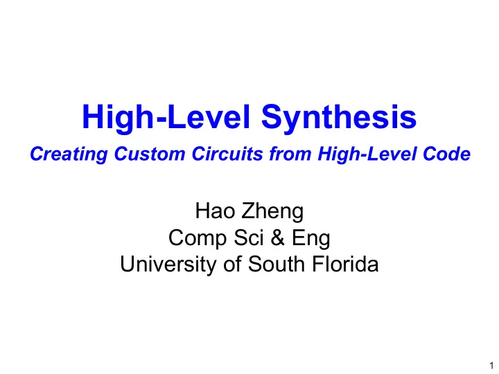 high level synthesis