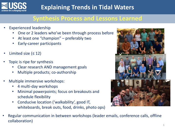 explaining trends in tidal waters synthesis process and