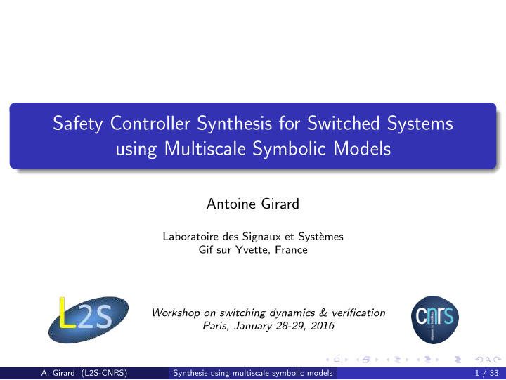 safety controller synthesis for switched systems using