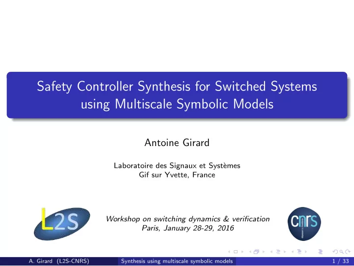 safety controller synthesis for switched systems using