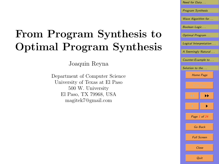 from program synthesis to