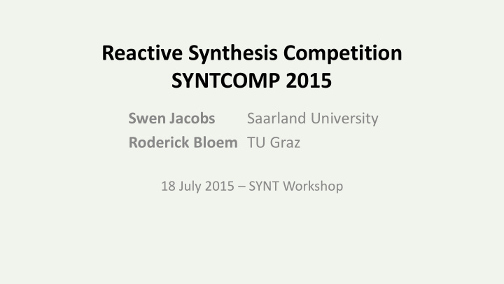 reactive synthesis competition