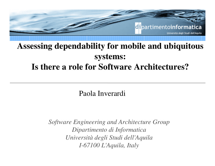 assessing dependability for mobile and ubiquitous systems