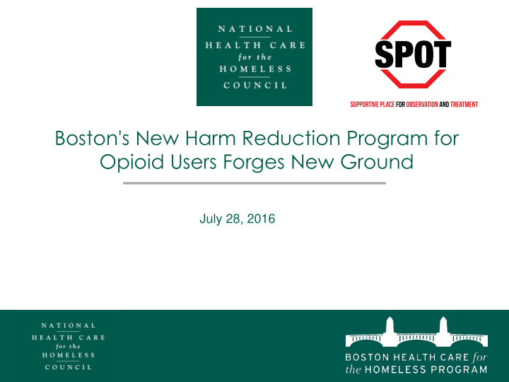 opioid users forges new ground