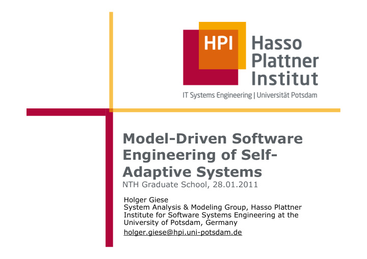 model driven software engineering of self