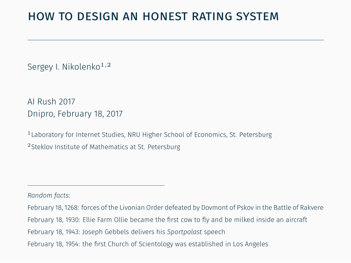 how to design an honest rating system